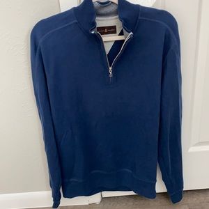 Robert Talbott Quarter Zip Sweater Navy Size M